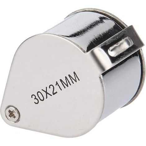 GDHZS- 2 piècesLoupe de bijoutier, Loupe Grossissante Verre, Loupe Pliante en métal à lumière, Loupe de Poche, Pliable en Verre, Loupe Botaniste, pour la lecture, les livres, journaux, 30x 21 mm (1/5)
