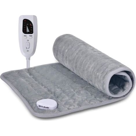 Coperta riscaldata, coperta invernale elettrica multifunzionale con 6 impostazioni di temperatura, grigia, 60×30 cm