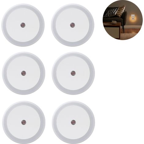 Lot de 6 veilleuses LED, à brancher, avec capteur crépusculaire intelligent, idéales pour la chambre, la salle de bain, les toilettes, les escaliers, la cuisine, le couloir, pour enfants et adultes. V (1/5)