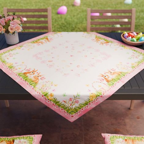 Centre de Table de Pâques 90x90 cm, Tissu en Microfibre Anti-Tache, Élégant et Lavable, Décoration Élégante pour Paques, 100% Fabriqué en Italie (1/3)