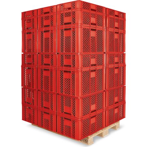 BRB 78 Stück Stapelkörbe/Bäckerkästen in 5 Größen, Grundmaß LxB 600x400 mm, H 90 mm, 150 mm, 240 mm, 320 mm, 410 mm (rot)