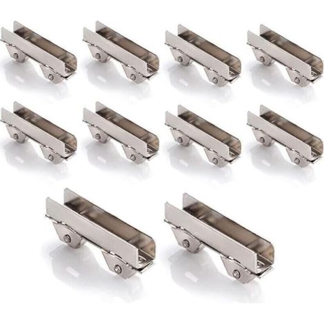 Paquete de 10 abrazaderas de acero inoable para ruedas de puertas correderas de escaparates de 6 mm de espesor, con ranura de 6 mm de ancho (1/5)
