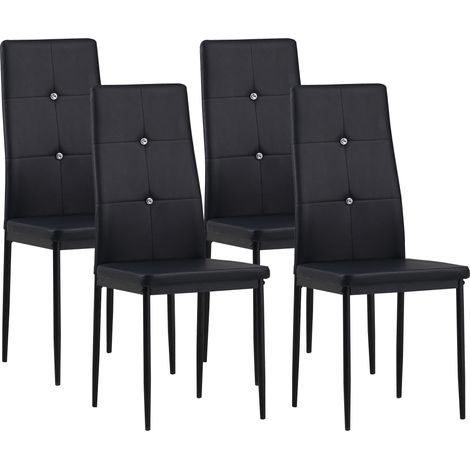 Albatros Esszimmerstühle DIAMOND 4er Set, Schwarz - Edler Diamant-Look, Polsterstuhl Kunstleder-Bezug Modernes Stilvolles Design am Esstisch Küchenstuhl Stuhl Esszimmer hoher Belastbarkeit