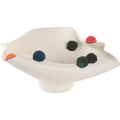 Centro Mesa Ceramica 47X38X20 Pompones Blanco (1/4)