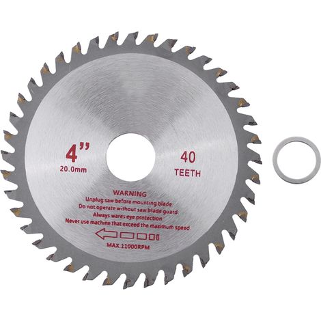 Lama per sega circolare in metallo duro cementato da 4 pollici con 40 denti, utensile da taglio per la lavorazione del legno, diametro del foro 20 mm (1 pezzo, 40 denti). (1/5)