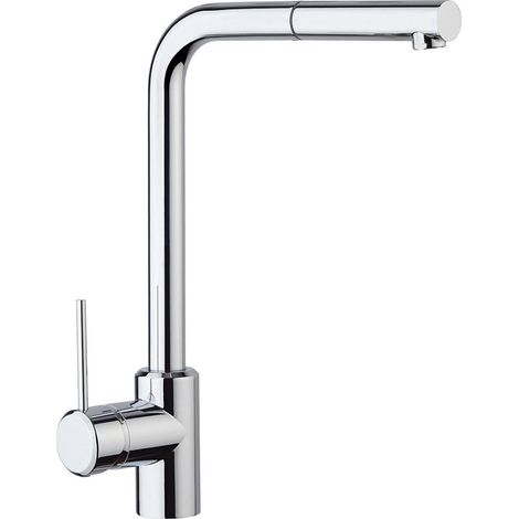 Schläfer 35506010 Miscelatore Lavello Cucina Cromo, Bocca Girevole 360° a squadra, Rubinetto Cucina Professionale con Doccetta Estraibile in Ottone, Miscelatore Lavello con Doccino Serie Stilo (1/5)