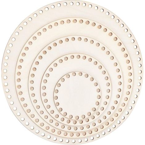 Base per cesto in legno naturale, 5 misure, cesto circolare all'uncinetto, base in legno per cestineria, 10/15/20/25/30 cm (1/4)