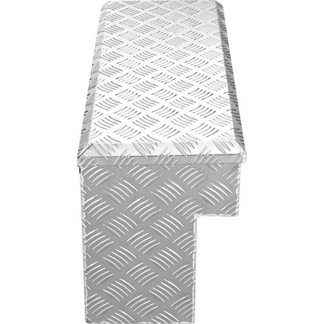 Coffre à outils en aluminium antidérapant pour pick-up et remorque, sécurisé avec serrure, dimensions 864 x 305 x 390 mm, argent. (1/5)