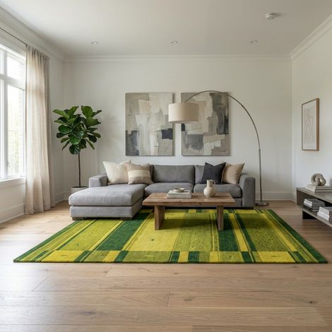 Tapis Gabbeh tissé Tapis Dubai - Tapis en laine - 240x170cm, Rectangular - 100% Laine vierge - Tissé main - Vert
