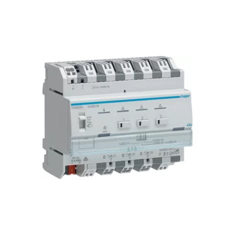 hager KNX Universal-Dimmaktor 3-fach KNX easy/ETS, 3x300W, ESL/LED (1/2)