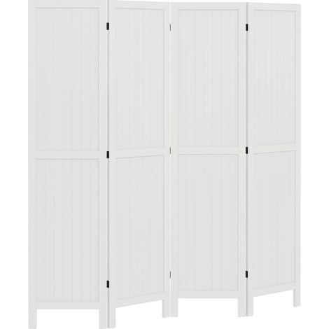 Pour intérieur séparez vos espaces avec cette cloison amovible paravent en bois 4 panneaux 160 x 170 cm blanc (1/5)