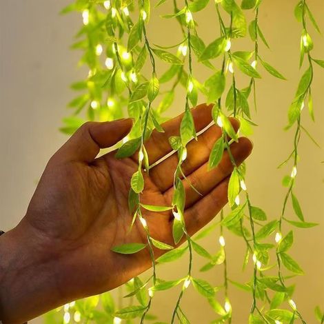 Guirlande lumineuse LED en forme de feuille verte, éclairage décoratif, 10 mètres avec 100 lumières, à énergie solaire. (1/5)