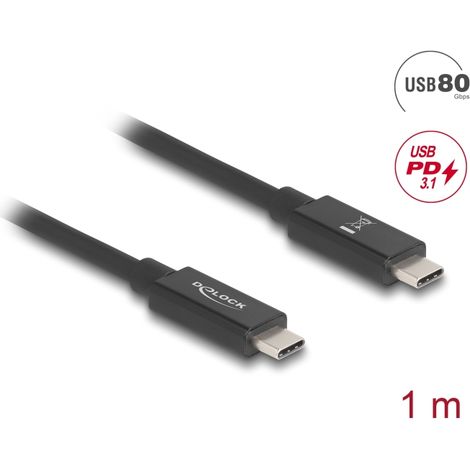 Delock Cable USB 80 Gbps USB Type-C⢠macho a macho PD 3.1 240 W E-Marker coaxial 1 m negro