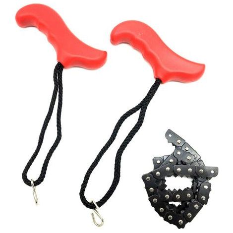 Tronçonneuse De Poche, Scie À Main De Survie, Scie À Chaîne Manuelle en Métal Léger Portable Accessoire De Survie d'urgence en Plein Air,Red (1/5)