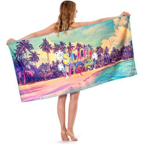 Serviette De Plage En Microfibre - Double Éponge Imprimée - Pour Plage Piscine Et Soleil - 80x160cm (1/5)