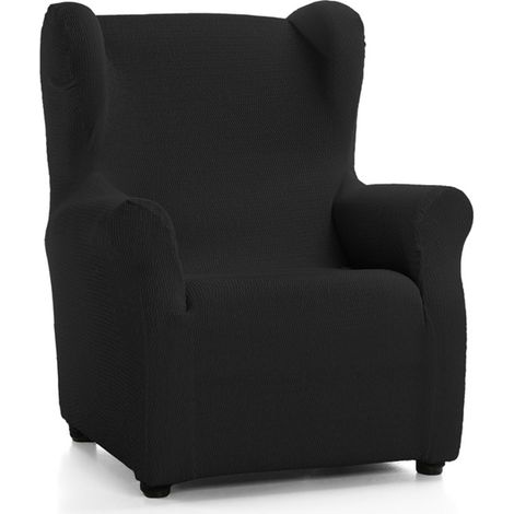 Housse de Fauteuil à Oreilles matelassée Ultra ajustée - Housse de Fauteuil à Oreilles Extensible en Couleur Noir - fabriquée en Espagne (1/5)