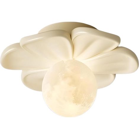 Modern colorful flower-shaped resin LED pendant light, recessed ceiling light for children's room, living room, hallway, off-white (1/3)