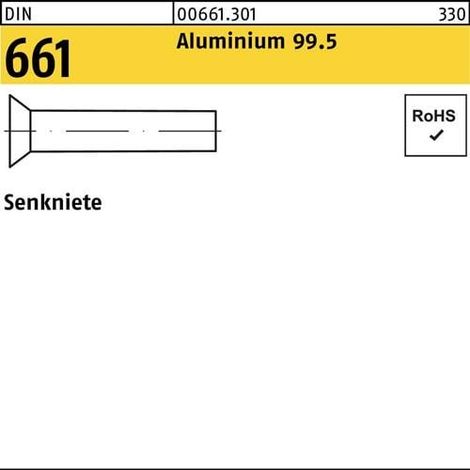 Senkniete DIN 661 3x 6 Aluminium 99.5 1000 Stück