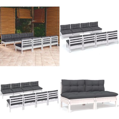 9-tlg. Garten-Lounge-Set mit Kissen Kiefer Massivholz - Garten Lounge Set - Kiefernholzmöbel - Outdoor Möbel - Gartenmöbel - Loungesessel - Home & Living (1/5)