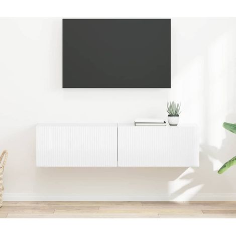 vidaXL Meuble TV mural 2 pcs Blanc Brillant 60 x 31 x 29,5 cm (1/5)