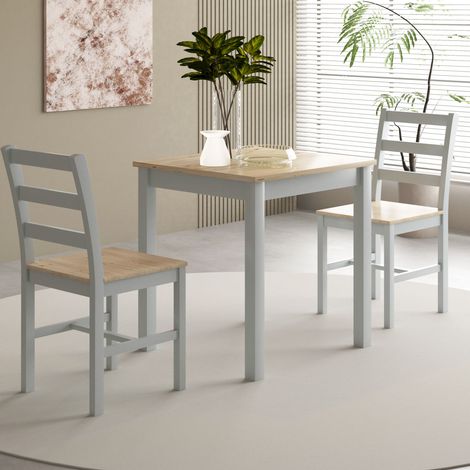 Holcombe 2 seater wooden dining set grey with natural top
