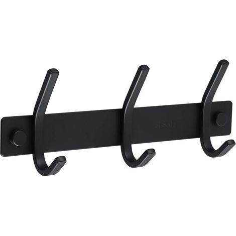 Wandmontierter Handtuchhalter für Bad und Küche, wandmontierter Kleiderständer mit 3 Haken, Ausführung in mattschwarzem Edelstahl. (1/4)