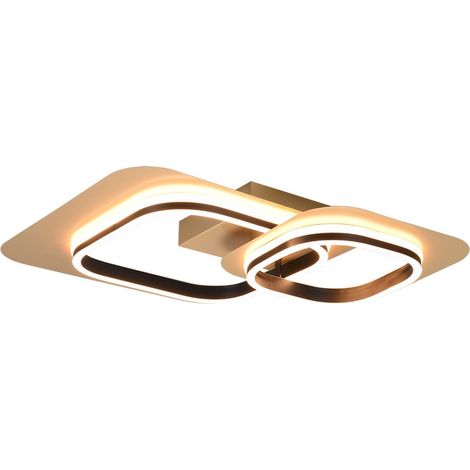 LUGO PLAFONIERA LED 28W 3400lm, 3000K DOPPIO QUADRATO METALLO ORO CON BORDO NERO CON REGOLAZIONE INTENSITA' CON NORMALE INTERRUTTORE A PARETE L. 54CM (1/5)