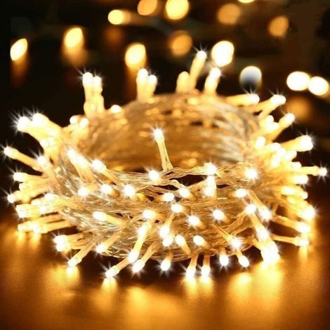Guirlande Lumineuse 20M 200 LED pour Intérieur et Extérieur 8 Modes Étanche Câble Transparent, Blanc Chaud (1/4)