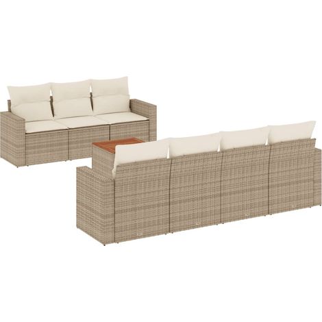 Maison Exclusive - Juego de sofás de jardín con cojines beige 8 p (1/3)