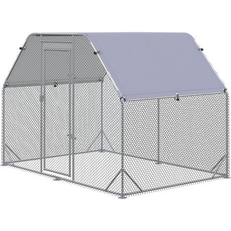 Hühnerstall mit Schutzabdeckung für 4-6 Hühner, aus Stahl, 280 x 190 x 195 cm
