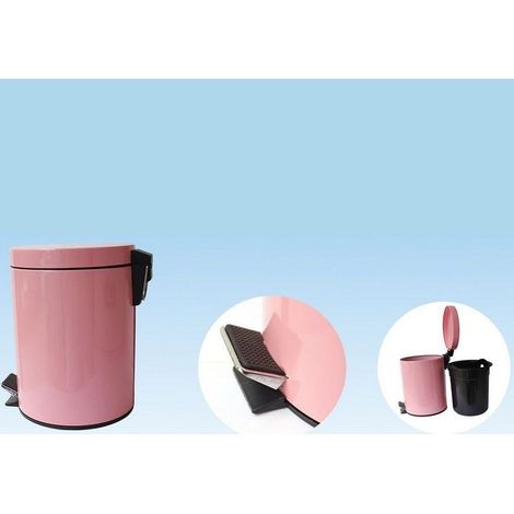 Cleafe - Pattumiera In Acciaio A Pedale 8 Litri Bidone Cestino Spazzatura Rosa -