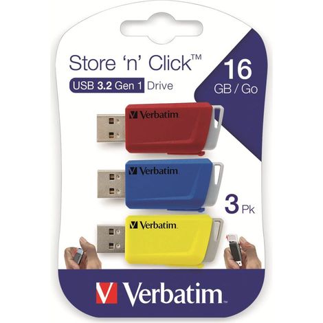VERBATIM USB-Stick Click, 16 GB, 3er Pack