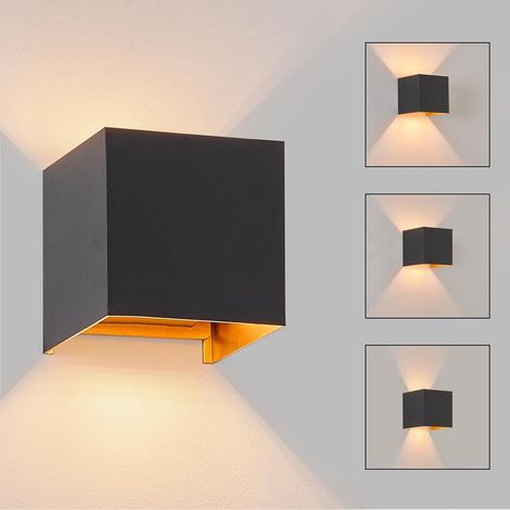 GBLY LED Wandleuchte Innen Wandlampe - Aussenlampe Schwarz Gold Wandbeleuchtung Aussen Außenwandleuchte Up Down IP65 Wandstrahler 3000K Warmweiß Außenlampe G9 für Hauswand Treppenhaus Flur Garten (1/5)