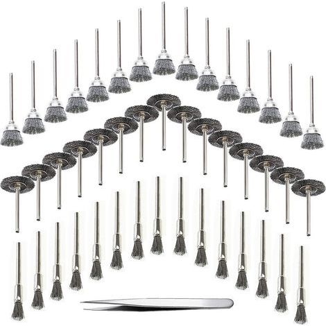 45 Pièces Outil de Perceuse à Bois Brosse Métallique Fil d'Acier Inoxydable Brosse de Perceuse Rotative en Métal, Argent (Acier Inoxydable) (1/5)