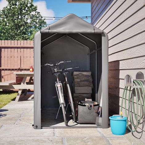 Fahrradgarage 187x100x160 cm dunkelgrau Stahl mit PE-Plane wetterfest UV-beständig mit Reißverschluss