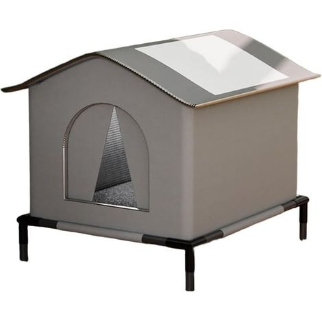 Niche isolée pour chat - Pour l'hiver - Résistante aux intempéries - Auto-chauffant - Pliable - Pour grotte - 42 x 42 cm - Gris (1/5)