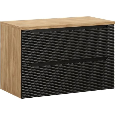 Set da bagno YOKA nero: mobile sottolavabo con cassetti 90cm + piano lavabo