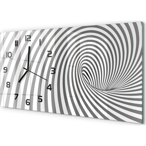 Grande Horloge Murale 60x30 cm Design Panoramique Verre Silencieux pour Salon Spirale avec des rayures (1/5)