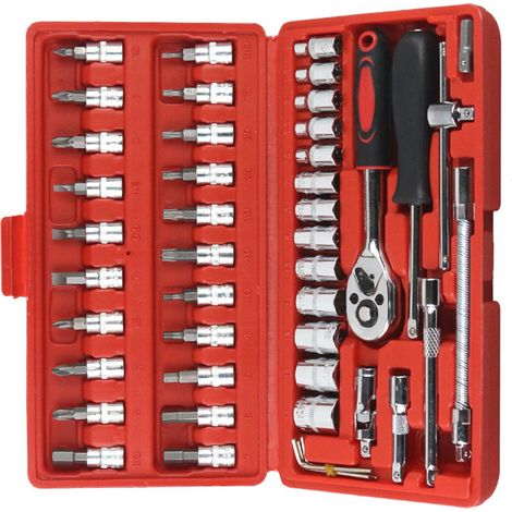 Steckschlüssel-Set mit 1/4"-Schaft, CR-V-Rotationsbits, Steckschlüssel-Anschluss für Haushalt und Auto, 46-teilig (1/5)