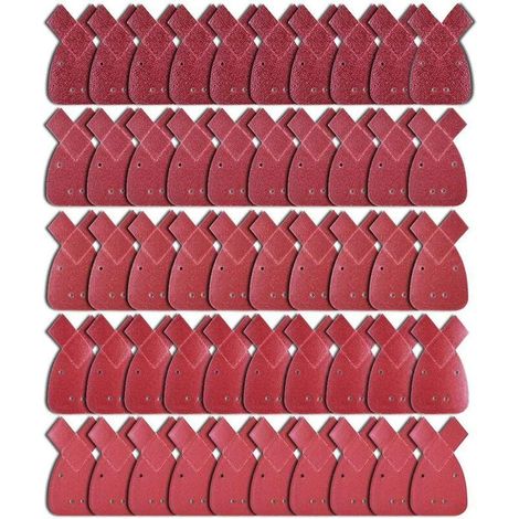 Lot de 50 feuilles abrasives (10 feuilles de ponçage triangulaires), grains 40/60/80/120/240, compatibles avec la ponceuse orbitale Black & Decker Detail. (1/5)