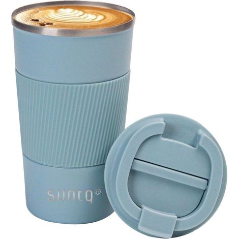 Kaffeebecher to go aus Edelstahl, doppelwandig isoliert, 510ml, Himmelblau (1/5)