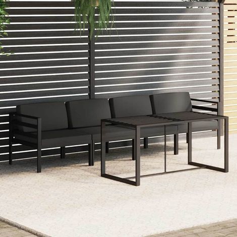 vidaXL Set muebles de jardín 5 pzas y cojines aluminio gris antracita (1/5)