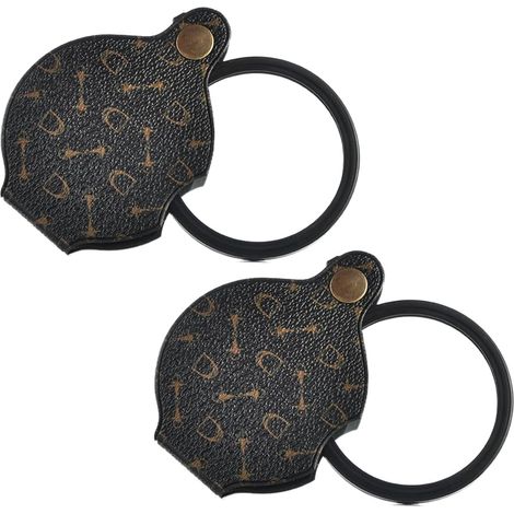 2pcs Loupe à Main Loupe de Lecture Pliable Aide à la Lecture Loupe 10X Loupe de Poche Diamètre 70mm, Mini Loupe De Lecture,avec Étui de Protection Rotatif en Cuir pour Bureau Lecture Loisirs