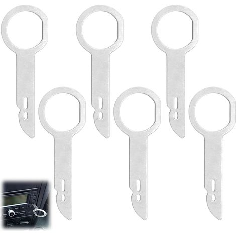 6 Pièces Cle Extraction Autoradio, Outil Demontage Garniture Voiture Universel en Acier Inoxydable, Adaptateur Demontage Outils de Démontage Autoradio pour Tableau de Bord et Navigation (1/5)
