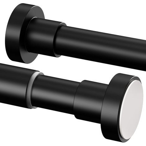 Tringle Rideau Douche Extensible Barre sans Perçage Tringle Telescopique en Acier Inoxydable pour Salle de Bain, Rideau de Douche, Balcon (135-200 cm, Φ25 mm, Noir) (1/5)