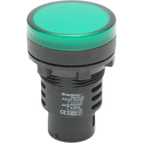 Indicatore di segnale LED verde 24V AC/DC 30mm Breckner Germany (1/4)