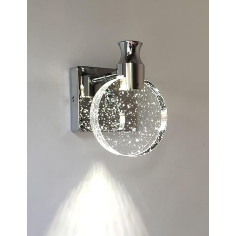 Applique Murale Cristal, Luminaire Mural Interieur de Style Nordique de Luxe, Lampe Murale Ronde Créatif pour Chambre, Chevet, Salon, Salle de Bain, Commode, Couloir (Argent, Petit) (1/5)