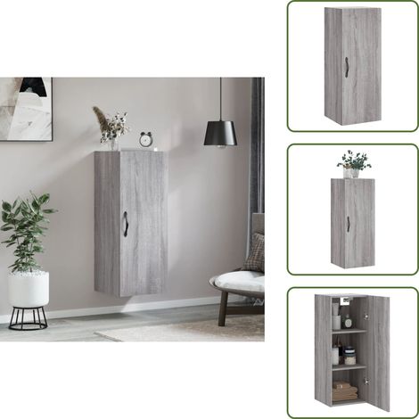 Armoire murale sonoma gris 34,5x34x90 cm bois d'ingénierie - Armoire Murale - Meuble Rangement - Armoire Suspendu - Buffet Haut - Meuble Salon (1/5)
