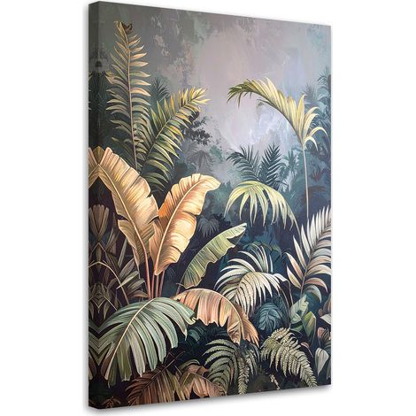 Tabelau sur Toile, Feuilles de palmier et de bananier jungle,20x30 (1/4)