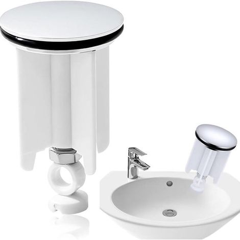 Tapón de desagüe con tornillo incluido，Tapón de desagüe emergente para lavabo，Tapón para lavabo de baño，Tapón ajustable，4 x 3,6 x 6,8 cm (1/5)